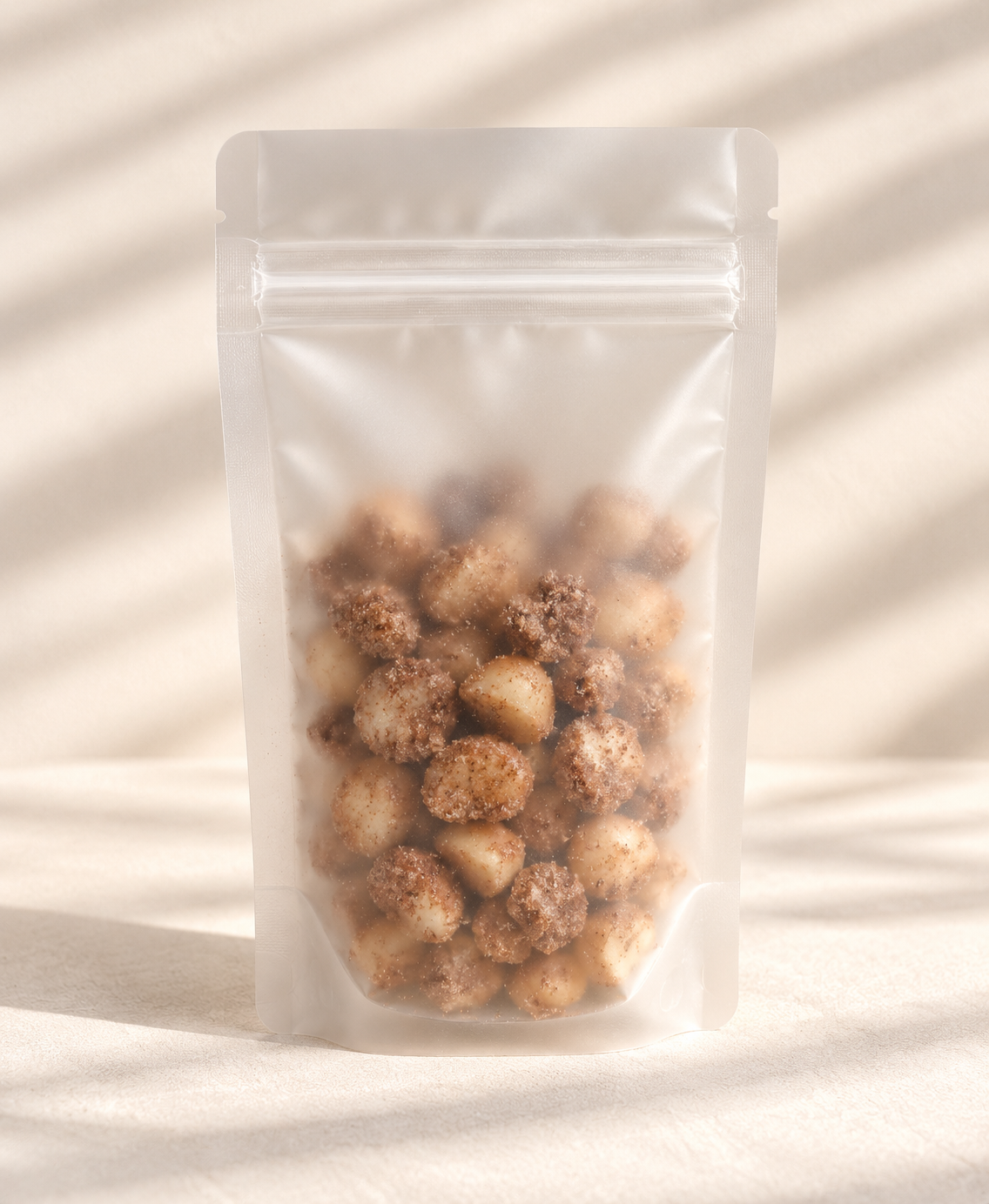 The Good Fat Pantry sugar and spice macadamia nuts in a 100g pouch